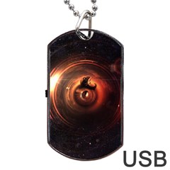 Steampunk Airship Sailing The Stars Of Deep Space Dog Tag Usb Flash (two Sides) by jayaprime