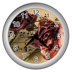 Sheet Music Manuscript Old Time Wall Clocks (silver)  by Sapixe