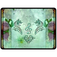 Music, Decorative Clef With Floral Elements Fleece Blanket (large)  by FantasyWorld7