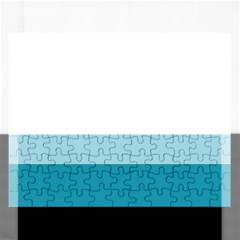 Blue Gray Striped Pattern Horizontal Stripes Rectangular Jigsaw Puzzl by yoursparklingshop