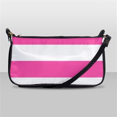 Horizontal Pink White Stripe Pattern Striped Shoulder Clutch Bags by yoursparklingshop