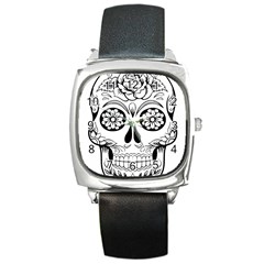 Sugar Skull Square Metal Watch by StarvingArtisan