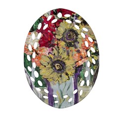 Sunflowers And Lamp Oval Filigree Ornament (two Sides) by bestdesignintheworld