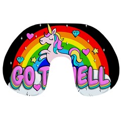 Go To Hell - Unicorn Travel Neck Pillows by Valentinaart