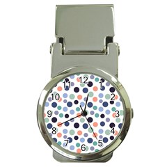 Dotted Pattern Background Blue Money Clip Watches by Modern2018