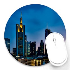 Frankfurt Germany Panorama City Round Mousepads by Simbadda