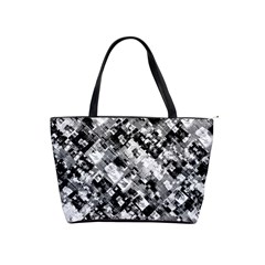 Black And White Patchwork Pattern Shoulder Handbags by dflcprints