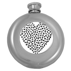 Heart Love Cats Kitten Kitty Round Hip Flask (5 Oz) by Simbadda