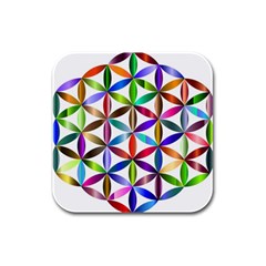 Flower Of Life Sacred Geometry Rubber Square Coaster (4 Pack)  by Simbadda