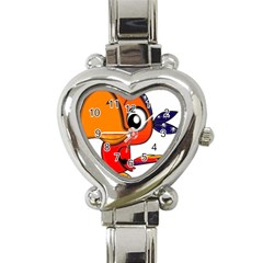 Bird Cartoon Character Parrot Heart Italian Charm Watch by Simbadda