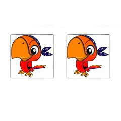 Bird Cartoon Character Parrot Cufflinks (square) by Simbadda