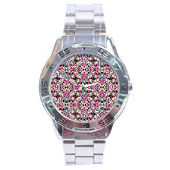 Multicolored Abstract Geometric Pattern Stainless Steel Analogue Watch by dflcprints