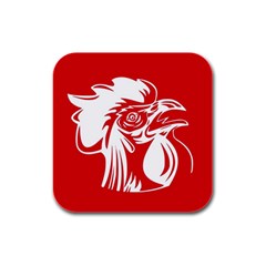 Cock Logo Emblem Symbol France Rubber Square Coaster (4 Pack)  by Simbadda