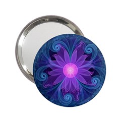 Blown Glass Flower Of An Electricblue Fractal Iris 2 25  Handbag Mirrors by jayaprime