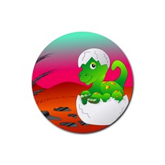 Dinosaur Dino Baby Dino Lizard Rubber Coaster (round)  by Nexatart