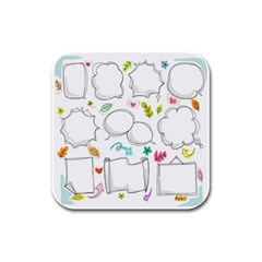 Set Chalk Out Chitchat Scribble Rubber Square Coaster (4 Pack)  by Nexatart