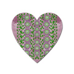 Ivy And  Holm Oak With Fantasy Meditative Orchid Flowers Heart Magnet by pepitasart