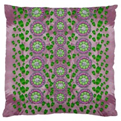 Ivy And  Holm Oak With Fantasy Meditative Orchid Flowers Large Cushion Case (two Sides) by pepitasart