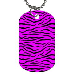 Hot Neon Pink And Black Tiger Stripes Dog Tag (two Sides) by PodArtist