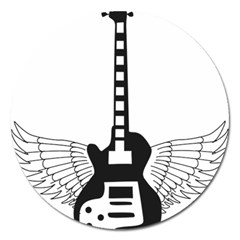 Guitar Abstract Wings Silhouette Magnet 5  (round) by Sapixe