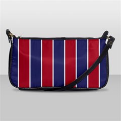 Large Red White And Blue Usa Memorial Day Holiday Vertical Cabana Stripes Shoulder Clutch Bags by PodArtist