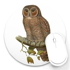 Bird Owl Animal Vintage Isolated Round Mousepads by Sapixe