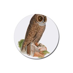 Bird Owl Animal Vintage Isolated Rubber Round Coaster (4 Pack)  by Sapixe