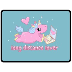 Long Distance Lover - Cute Unicorn Fleece Blanket (large)  by Valentinaart