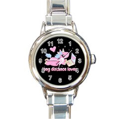 Long Distance Lover - Cute Unicorn Round Italian Charm Watch by Valentinaart