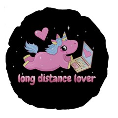 Long Distance Lover - Cute Unicorn Large 18  Premium Round Cushions by Valentinaart