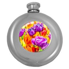 Tulip Flowers Round Hip Flask (5 Oz) by FunnyCow