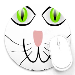 Cat Green Eyes Happy Animal Pet Round Mousepads by Sapixe