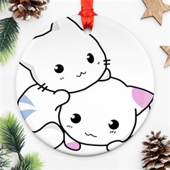 Kitty Cuddling Cat Kitten Feline Ornament (round) by Sapixe