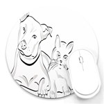 Dog Cat Pet Silhouette Animal Round Mousepads Front