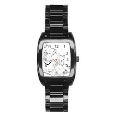 Dog Cat Pet Silhouette Animal Stainless Steel Barrel Watch by Sapixe