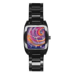 Purple Circles Swirls Stainless Steel Barrel Watch by flipstylezfashionsLLC