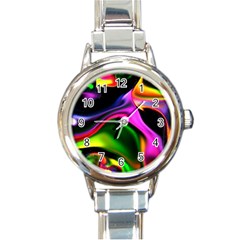 Colorful Smoke Explosion Round Italian Charm Watch by flipstylezfashionsLLC