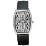 Creative retro black and white Abstract Vector Designs by kiekie strickland Barrel Style Metal Watch Front