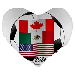 United Football Championship Hosting 2026 Soccer Ball Logo Canada Mexico Usa Large 19  Premium Flano Heart Shape Cushions by yoursparklingshop