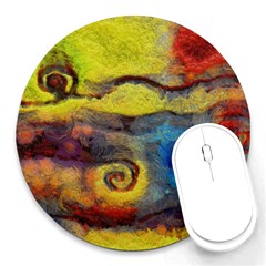 Painted Swirls                                    Round Mousepad by LalyLauraFLM