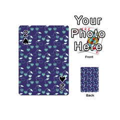 Heart Cherries Blue Playing Cards 54 (mini)  by snowwhitegirl