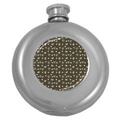 Charcoal Grey  Milk Hearts Round Hip Flask (5 Oz) by snowwhitegirl