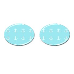 Aqua Anchor Cufflinks (oval) by snowwhitegirl