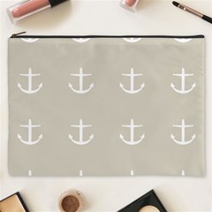 Lt Grey Anchors Cosmetic Bag (xxxl) by snowwhitegirl