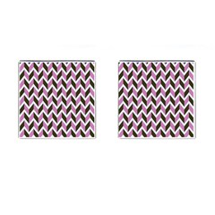 Zigzag Chevron Pattern Pink Brown Cufflinks (square) by snowwhitegirl