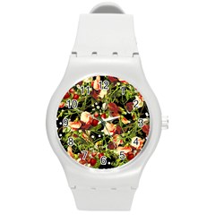 Fruit Blossom Black Round Plastic Sport Watch (m) by snowwhitegirl