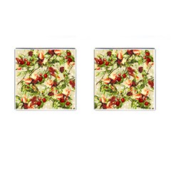 Fruit Blossom Beige Cufflinks (square) by snowwhitegirl