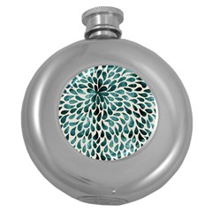 Teal Abstract Swirl Drops Round Hip Flask (5 Oz) by snowwhitegirl