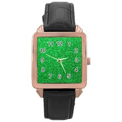 Green Glitter Rose Gold Leather Watch  by snowwhitegirl