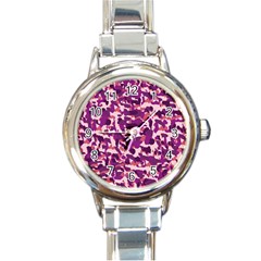 Pink Camo Round Italian Charm Watch by snowwhitegirl